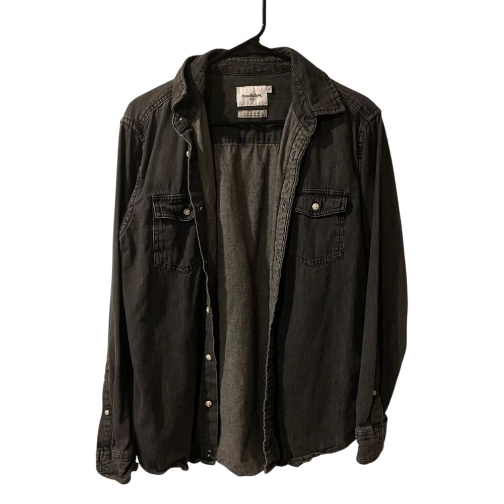 Men’s Black Denim Button Up